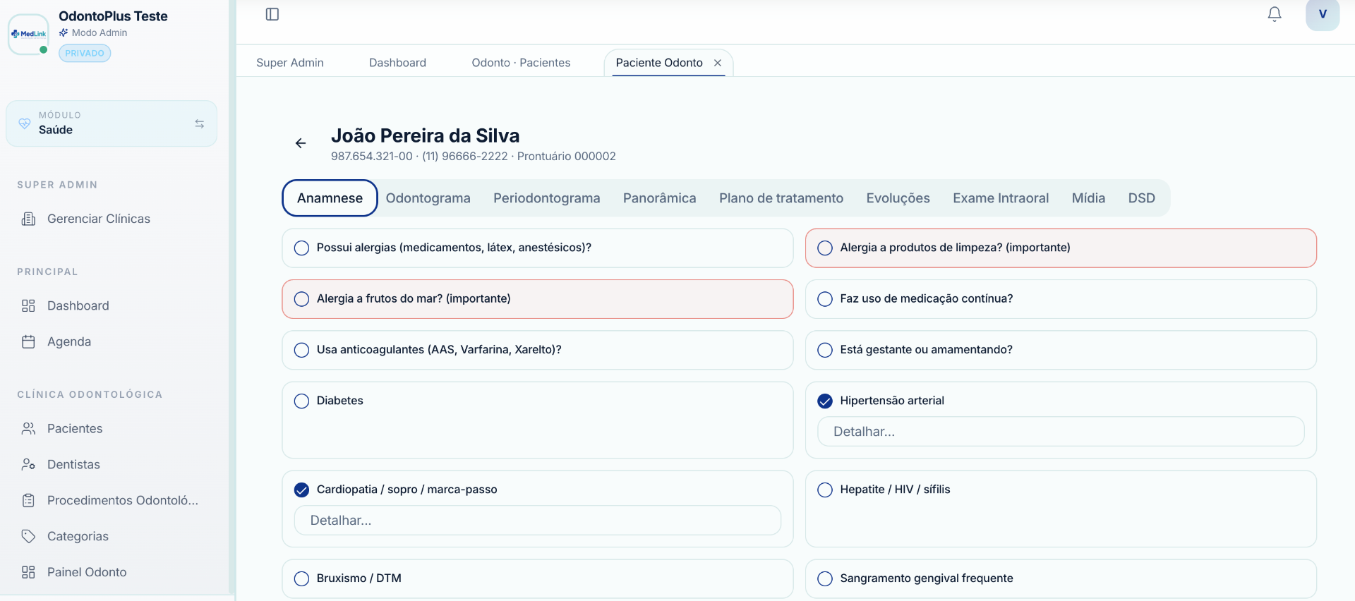 Anamnese odontológica